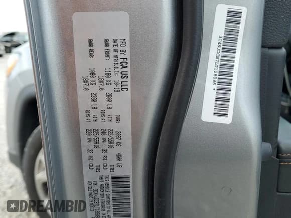 ✅ 2020 Jeep Compass High Altitude • VIN: 3C4NJDCB7LT128086 • Lot: 69826055. Wystawiony na Copart z przebiegiem 139 119 mil. Bezpłatny archiwum sprzedaży aukcyjnych z USA i szczegółowy raport historii pojazdu na DreamBid. Zdjęcie 13.