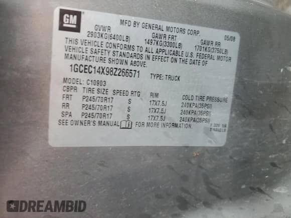 2008 Chevrolet Silverado 1500 Work Truck with VIN 1GCEC14X98Z266571, listed as a Copart auction lot 91128955 with 125,872 mi miles and Clean title. Bid and sale history available at DreamBid. Image 12.