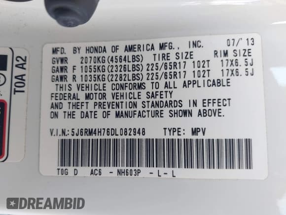 ✅ 2013 Honda CR-V EX-L • VIN: 5J6RM4H76DL082948 • Lot: 43512062. Wystawiony na IAAI z przebiegiem 120 133 mil. Bezpłatny archiwum sprzedaży aukcyjnych z USA i szczegółowy raport historii pojazdu na DreamBid. Zdjęcie 9.