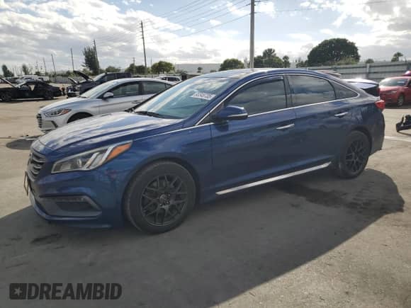 2016 Hyundai Sonata Sport with VIN 5NPE34AF7GH346406, listed as a Copart auction lot 90346735 with 83,777 mi miles and Salvage title. Bid and sale history available at DreamBid. Image 1.