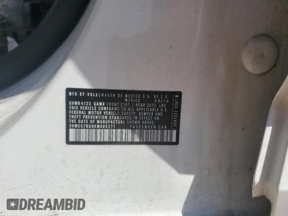 ✅ 2019 Volkswagen Jetta S • VIN: 3VWC57BU8KM085271 • Лот: 84463495. Опубликован ранее на Copart с пробегом 38 902 миль. Бесплатный доступ к архиву аукционных продаж из США и подробный отчёт об истории автомобиля на DreamBid. Изображение 12.