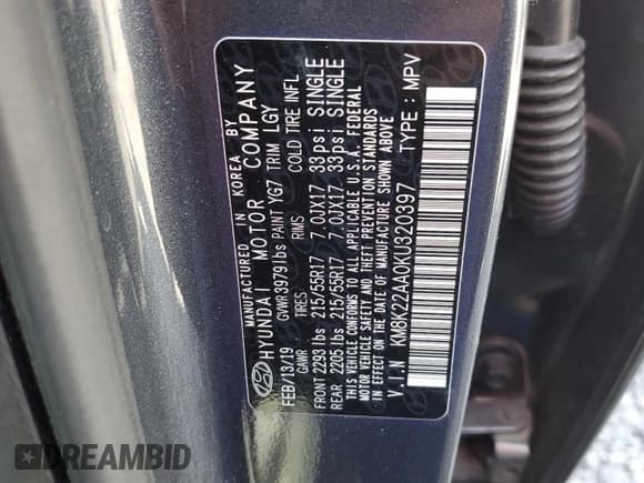 ✅ 2019 Hyundai Kona SEL • VIN: KM8K22AA0KU320397 • Лот: 73915733. Опубликован ранее на Copart с пробегом 65 864 миль. Бесплатный доступ к архиву аукционных продаж из США и подробный отчёт об истории автомобиля на DreamBid. Изображение 13.