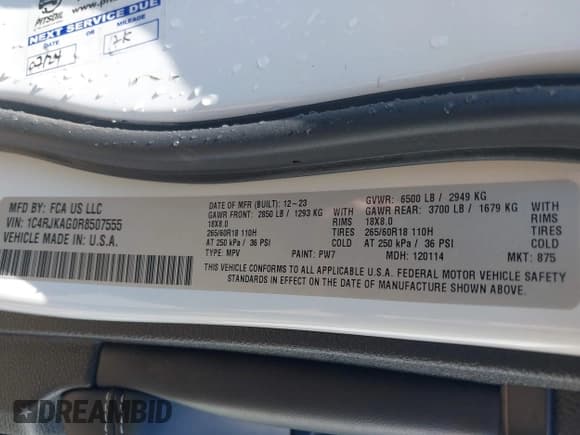 ✅ 2024 Jeep Grand Cherokee Altitude • VIN: 1C4RJKAG0R8507555 • Лот: 43438920. Опубликован ранее на IAAI с пробегом 45 599 миль. Бесплатный доступ к архиву аукционных продаж из США и подробный отчёт об истории автомобиля на DreamBid. Изображение 9.