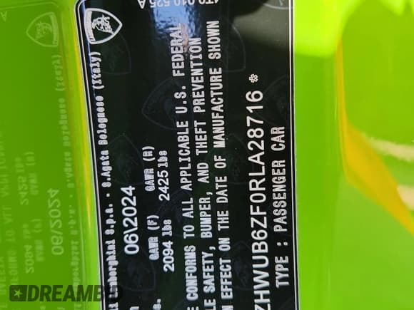 ✅ 2024 Lamborghini Huracan Tecnica • VIN: ZHWUB6ZF0RLA28716 • Lot: 86693005. Wystawiony na Copart z przebiegiem 3 197 mil. Bezpłatny archiwum sprzedaży aukcyjnych z USA i szczegółowy raport historii pojazdu na DreamBid. Zdjęcie 12.
