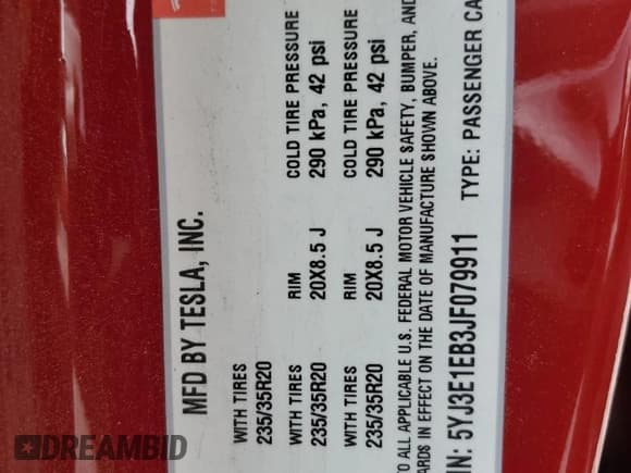 ✅ 2018 Tesla Model 3 Long Range Battery • VIN: 5YJ3E1EB3JF079911 • Lot: 57480255. Wystawiony na Copart z przebiegiem 70 806 mil. Bezpłatny archiwum sprzedaży aukcyjnych z USA i szczegółowy raport historii pojazdu na DreamBid. Zdjęcie 12.