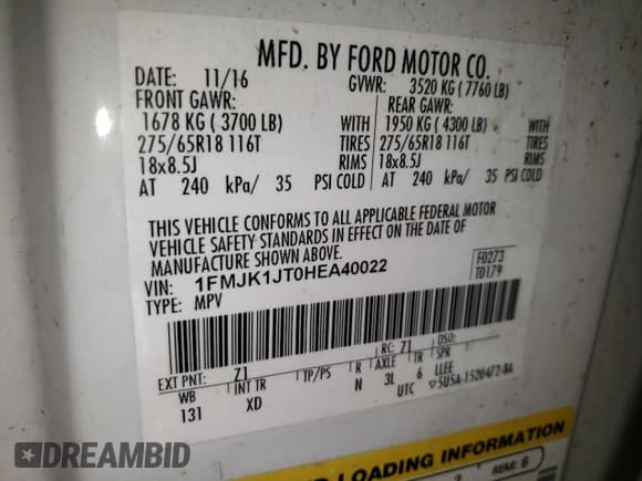 ✅ 2017 Ford Expedition Max XLT • VIN: 1FMJK1JT0HEA40022 • Lot: 67715865. Wystawiony na Copart z przebiegiem 145 183 mil. Bezpłatny archiwum sprzedaży aukcyjnych z USA i szczegółowy raport historii pojazdu na DreamBid. Zdjęcie 13.