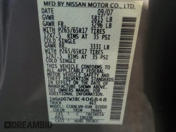 ✅ 2008 Nissan Frontier LE • VIN: 1N6AD07W38C406848 • Lot: 85025954. Wystawiony na Copart z przebiegiem 77 611 mil. Bezpłatny archiwum sprzedaży aukcyjnych z USA i szczegółowy raport historii pojazdu na DreamBid. Zdjęcie 14.