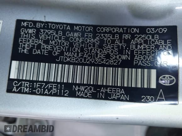 ✅ 2009 Toyota Prius • VIN: JTDKB20U293542827 • Лот: 43377647. Опубликован ранее на IAAI с пробегом 210 762 миль. Бесплатный доступ к архиву аукционных продаж из США и подробный отчёт об истории автомобиля на DreamBid. Изображение 9.