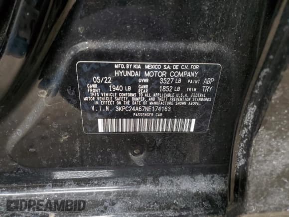 ✅ 2022 Hyundai Accent SE • VIN: 3KPC24A67NE174163 • Lot: 83416294. Listed on Copart with 32,752 mi. Free auction sales archive from the USA and detailed vehicle history report at DreamBid. Image 14.