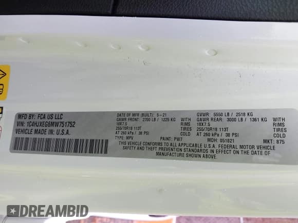 ✅ 2021 Jeep Wrangler Unlimited Sahara • VIN: 1C4HJXEG6MW751752 • Lot: 41104960. Wystawiony na IAAI z przebiegiem 47 460 mil. Bezpłatny archiwum sprzedaży aukcyjnych z USA i szczegółowy raport historii pojazdu na DreamBid. Zdjęcie 9.