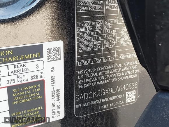 ✅ 2020 Jaguar F-Pace 30t Prestige • VIN: SADCK2GX9LA640538 • Лот: 43210597. Опубликован ранее на IAAI с пробегом 85 385 миль. Бесплатный доступ к архиву аукционных продаж из США и подробный отчёт об истории автомобиля на DreamBid. Изображение 9.