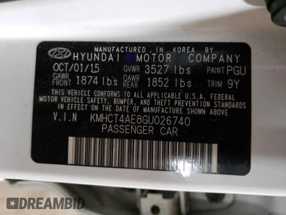 2016 Hyundai Accent SE с VIN KMHCT4AE8GU026740, выставлен на аукционе Copart как лот 68616972 с пробегом 44 726 миль миль и . История ставок и продаж доступна на DreamBid. Изображение 12.