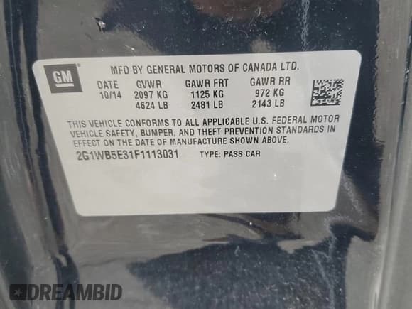 ✅ 2015 Chevrolet Impala LT • VIN: 2G1WB5E31F1113031 • Лот: 78825934. Опубликован ранее на Copart с пробегом 114 619 миль. Бесплатный доступ к архиву аукционных продаж из США и подробный отчёт об истории автомобиля на DreamBid. Изображение 12.