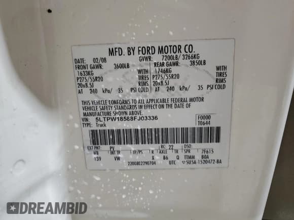 ✅ 2008 Lincoln Mark LT • VIN: 5LTPW18588FJ03336 • Лот: 82602925. Опубликован ранее на Copart с пробегом 176 472 миль. Бесплатный доступ к архиву аукционных продаж из США и подробный отчёт об истории автомобиля на DreamBid. Изображение 12.