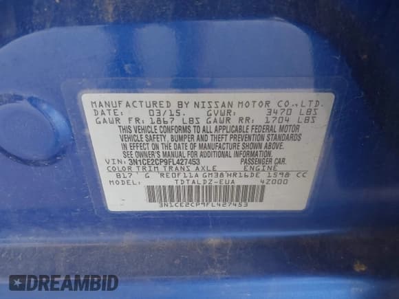 ✅ 2015 Nissan Note SR • VIN: 3N1CE2CP9FL427453 • Lot: 42789601. Listed on IAAI with 120,061 mi. Free auction sales archive from the USA and detailed vehicle history report at DreamBid. Image 9.