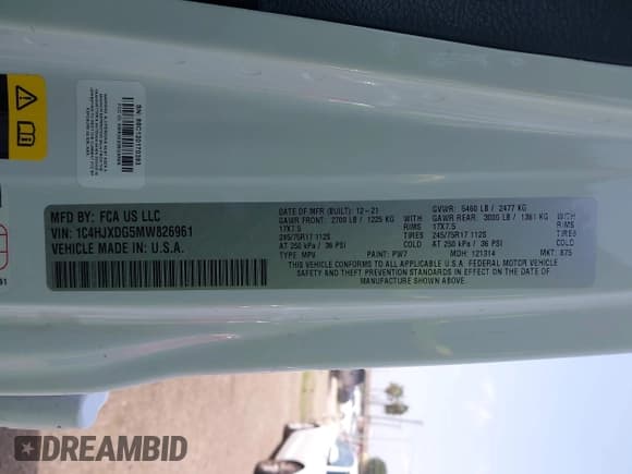 ✅ 2021 Jeep Wrangler Unlimited Willys • VIN: 1C4HJXDG5MW826961 • Лот: 42748955. Опубликован ранее на IAAI с пробегом 17 021 миль. Бесплатный доступ к архиву аукционных продаж из США и подробный отчёт об истории автомобиля на DreamBid. Изображение 9.