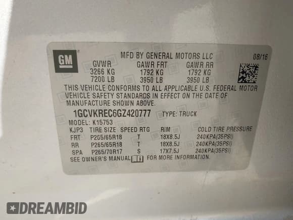 ✅ 2016 Chevrolet Silverado 1500 LT • VIN: 1GCVKREC6GZ420777 • Lot: 42969771. Listed on IAAI with 86,905 mi. Free auction sales archive from the USA and detailed vehicle history report at DreamBid. Image 9.