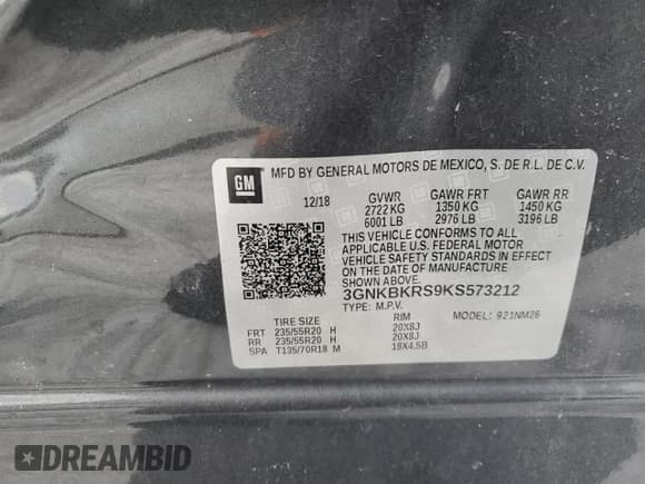 ✅ 2019 Chevrolet Blazer Premier • VIN: 3GNKBKRS9KS573212 • Lot: 88157685. Listed on Copart with 105,195 mi. Free auction sales archive from the USA and detailed vehicle history report at DreamBid. Image 13.