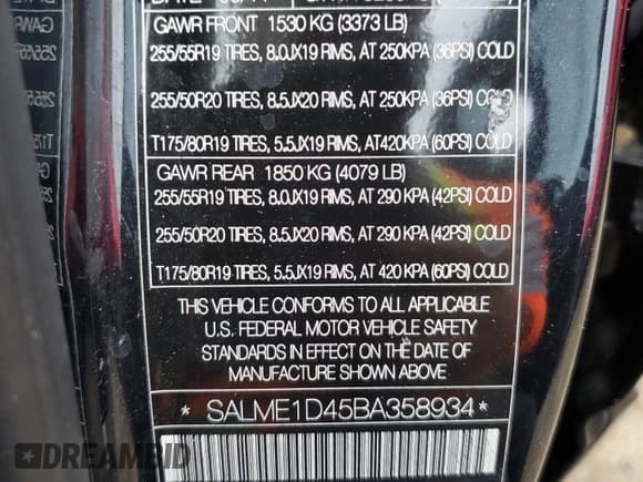 ✅ 2011 Land Rover Range Rover HSE • VIN: SALME1D45BA358934 • Lot: 58199825. Listed on Copart with 91,977 mi. Free auction sales archive from the USA and detailed vehicle history report at DreamBid. Image 13.