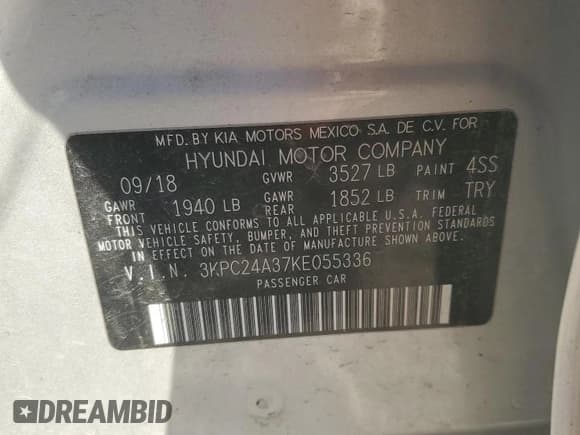 ✅ 2019 Hyundai Accent SEL • VIN: 3KPC24A37KE055336 • Лот: 41896895. Опубликован ранее на Copart с пробегом 94 712 миль. Бесплатный доступ к архиву аукционных продаж из США и подробный отчёт об истории автомобиля на DreamBid. Изображение 14.