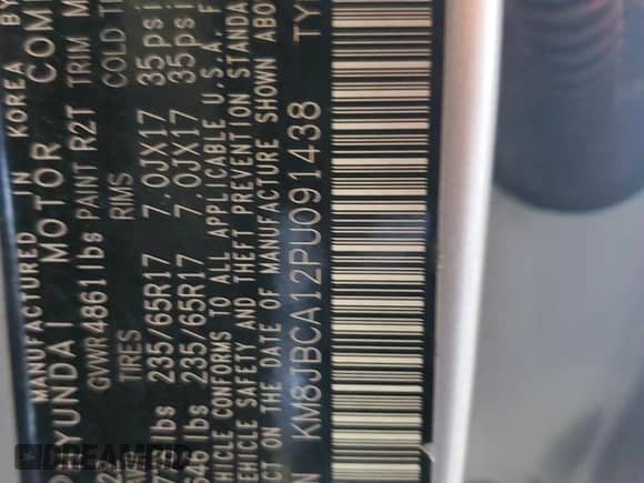 2023 Hyundai Tucson Blue z VIN KM8JBCA12PU091438, wystawiony jako Copart lot #57264655 z przebiegiem 72 768 mil mil oraz Szkoda całkowita • Salvage title. Historia ofert i sprzedaży dostępna na DreamBid. Obrazek 13.