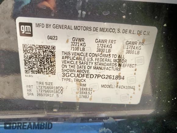 ✅ 2023 Chevrolet Silverado 1500 LT Trail Boss • VIN: 3GCUDFED7PG261894 • Lot: 65263535. Wystawiony na Copart z przebiegiem 21 421 mil. Bezpłatny archiwum sprzedaży aukcyjnych z USA i szczegółowy raport historii pojazdu na DreamBid. Zdjęcie 12.