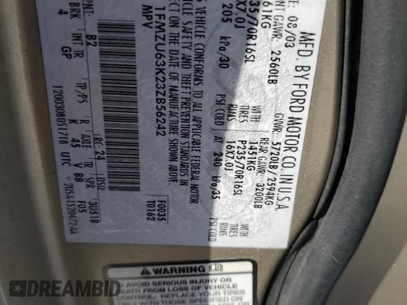 ✅ 2003 Ford Explorer XLT • VIN: 1FMZU63K23ZB56242 • Lot: 80618375. Wystawiony na Copart z przebiegiem 186 146 mil. Bezpłatny archiwum sprzedaży aukcyjnych z USA i szczegółowy raport historii pojazdu na DreamBid. Zdjęcie 13.