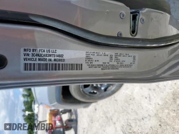 ✅ 2021 Jeep Compass Sport • VIN: 3C4NJCAB3MT514602 • Лот: 84548105. Опубликован ранее на Copart с пробегом 68 796 миль. Бесплатный доступ к архиву аукционных продаж из США и подробный отчёт об истории автомобиля на DreamBid. Изображение 13.