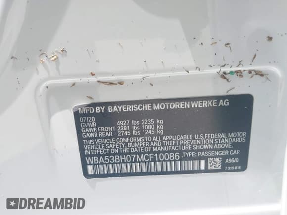 ✅ 2021 BMW 5 Series 530i • VIN: WBA53BH07MCF10086 • Lot: 43036291. Listed on IAAI with 26,592 mi. Free auction sales archive from the USA and detailed vehicle history report at DreamBid. Image 9.