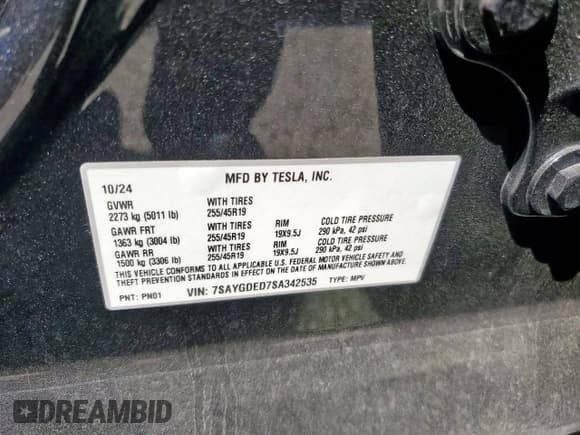 ✅ 2025 Tesla Model Y Long Range • VIN: 7SAYGDED7SA342535 • Лот: 81254225. Опубликован ранее на Copart с пробегом 12 638 миль. Бесплатный доступ к архиву аукционных продаж из США и подробный отчёт об истории автомобиля на DreamBid. Изображение 12.