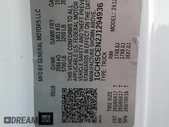 ✅ 2018 Chevrolet Colorado 2WD LT • VIN: 1GCHSCEN2J1294936 • Лот: 87034885. Опубликован ранее на Copart с пробегом 42 797 миль. Бесплатный доступ к архиву аукционных продаж из США и подробный отчёт об истории автомобиля на DreamBid. Изображение 12.