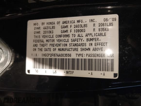 ✅ 2010 Honda Accord EX-L • VIN: 1HGCP2F87AA003556 • Lot: 43712226. Wystawiony na IAAI z przebiegiem Nie podano. Bezpłatny archiwum sprzedaży aukcyjnych z USA i szczegółowy raport historii pojazdu na DreamBid. Zdjęcie 9.