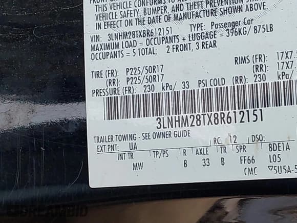 ✅ 2008 Lincoln MKZ • VIN: 3LNHM28TX8R612151 • Lot: 42721061. Listed on IAAI with 116,807 mi. Free auction sales archive from the USA and detailed vehicle history report at DreamBid. Image 9.