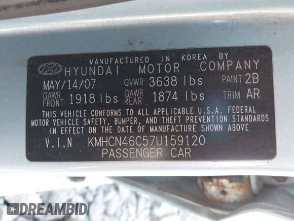 ✅ 2007 Hyundai Accent GLS • VIN: KMHCN46C57U159120 • Лот: 42021811. Опубликован ранее на IAAI с пробегом 114 564 миль. Бесплатный доступ к архиву аукционных продаж из США и подробный отчёт об истории автомобиля на DreamBid. Изображение 9.