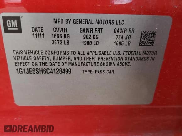 2012 Chevrolet Sonic LTZ с VIN 1G1JE6SH6C4128499, выставлен на аукционе Copart как лот 71981764 с пробегом 104 408 миль миль и Списание • Salvage title. История ставок и продаж доступна на DreamBid. Изображение 12.