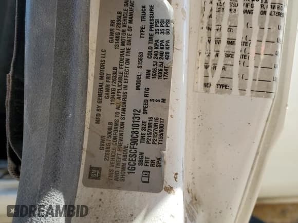 ✅ 2012 Chevrolet Colorado 1LT • VIN: 1GCESCF90C8101312 • Лот: 63251355. Опубликован ранее на Copart с пробегом 158 337 миль. Бесплатный доступ к архиву аукционных продаж из США и подробный отчёт об истории автомобиля на DreamBid. Изображение 12.