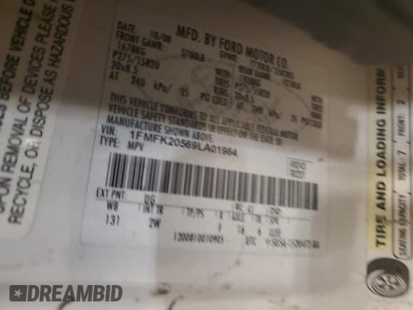 ✅ 2009 Ford Expedition Max Limited • VIN: 1FMFK20569LA01964 • Лот: 69619594. Опубликован ранее на Copart с пробегом 295 005 миль. Бесплатный доступ к архиву аукционных продаж из США и подробный отчёт об истории автомобиля на DreamBid. Изображение 14.