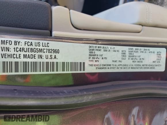 ✅ 2021 Jeep Grand Cherokee Limited • VIN: 1C4RJEBG5MC782960 • Лот: 43505644. Опубликован ранее на IAAI с пробегом 44 592 миль. Бесплатный доступ к архиву аукционных продаж из США и подробный отчёт об истории автомобиля на DreamBid. Изображение 9.