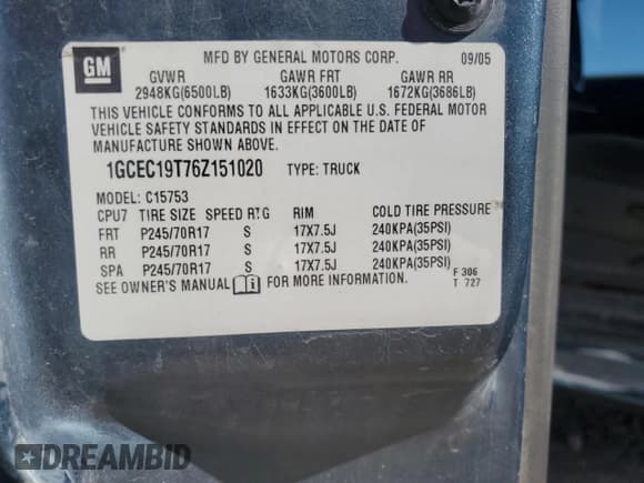 ✅ 2006 Chevrolet Silverado 1500 LT1 • VIN: 1GCEC19T76Z151020 • Лот: 73388884. Опубликован ранее на Copart с пробегом 240 261 миль. Бесплатный доступ к архиву аукционных продаж из США и подробный отчёт об истории автомобиля на DreamBid. Изображение 13.