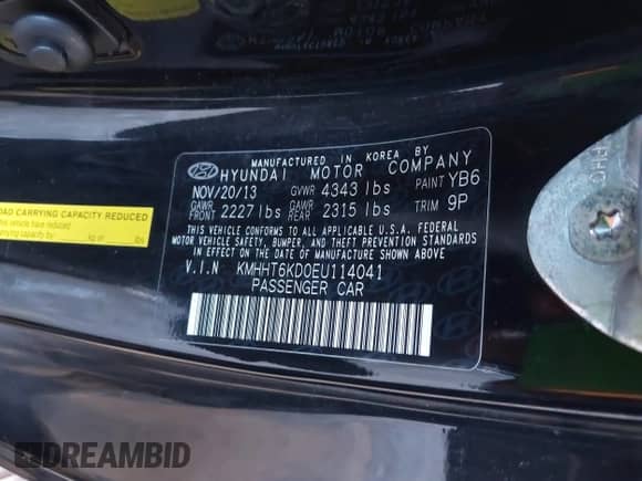 2014 Hyundai Genesis Coupe R-Spec with VIN KMHHT6KD0EU114041, listed as a IAAI auction lot 41752761 with 107,377 mi miles and . Bid and sale history available at DreamBid. Image 9.