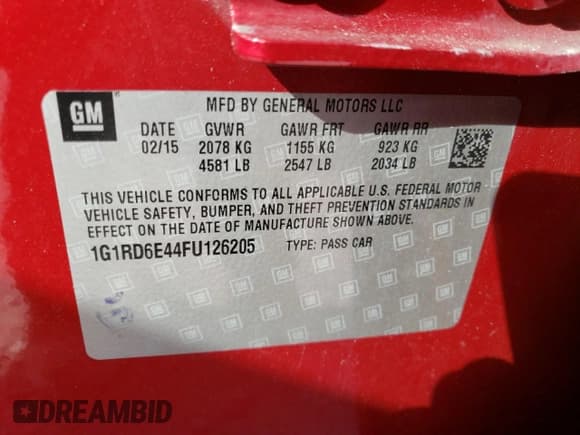 ✅ 2015 Chevrolet Volt • VIN: 1G1RD6E44FU126205 • Lot: 71477824. Wystawiony na Copart z przebiegiem 69 959 mil. Bezpłatny archiwum sprzedaży aukcyjnych z USA i szczegółowy raport historii pojazdu na DreamBid. Zdjęcie 12.