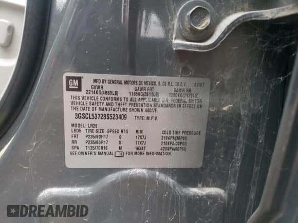 ✅ 2008 Saturn VUE XR • VIN: 3GSCL53728S523409 • Лот: 44153435. Опубликован ранее на Copart с пробегом 122 742 миль. Бесплатный доступ к архиву аукционных продаж из США и подробный отчёт об истории автомобиля на DreamBid. Изображение 13.