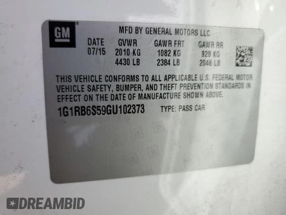 ✅ 2016 Chevrolet Volt Premier • VIN: 1G1RB6S59GU102373 • Lot: 74706103. Wystawiony na Copart z przebiegiem 75 311 mil. Bezpłatny archiwum sprzedaży aukcyjnych z USA i szczegółowy raport historii pojazdu na DreamBid. Zdjęcie 12.
