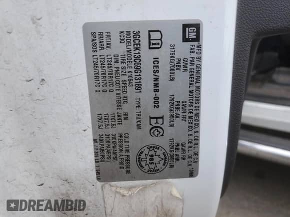 2009 Chevrolet Silverado 1500 LS with VIN 3GCEK13C69G131891, listed as a Copart auction lot 65636475 with 255,241 mi miles and Salvage title. Bid and sale history available at DreamBid. Image 12.