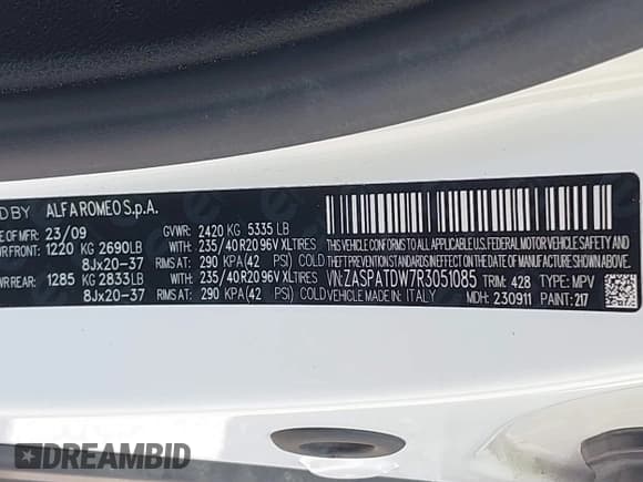 ✅ 2024 Alfa Romeo Tonale Veloce • VIN: ZASPATDW7R3051085 • Lot: 41596889. Wystawiony na IAAI z przebiegiem 15 729 mil. Bezpłatny archiwum sprzedaży aukcyjnych z USA i szczegółowy raport historii pojazdu na DreamBid. Zdjęcie 9.