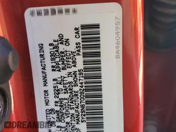 ✅ 2009 Pontiac Vibe • VIN: 5Y2SN67009Z447195 • Lot: 93284665. Wystawiony na Copart z przebiegiem 191 189 mil. Bezpłatny archiwum sprzedaży aukcyjnych z USA i szczegółowy raport historii pojazdu na DreamBid. Zdjęcie 13.