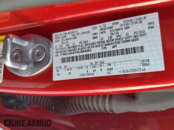 ✅ 2022 Ford Escape SEL • VIN: 1FMCU0H67NUB94063 • Lot: 70121905. Listed on Copart with 21,736 mi. Free auction sales archive from the USA and detailed vehicle history report at DreamBid. Image 12.