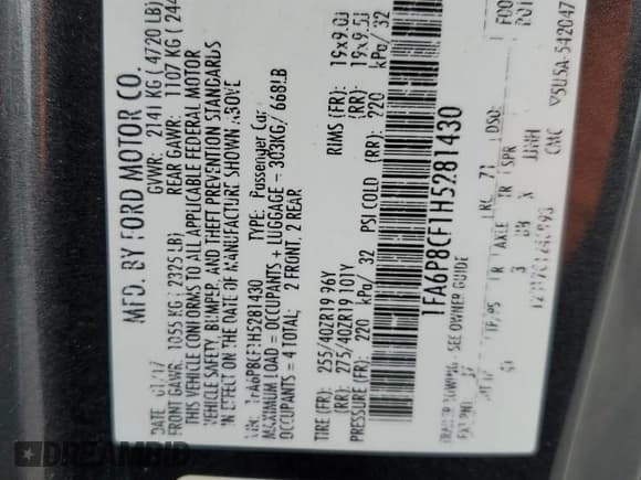 ✅ 2017 Ford Mustang GT Premium • VIN: 1FA6P8CF1H5281430 • Lot: 91838205. Wystawiony na Copart z przebiegiem 91 352 mil. Bezpłatny archiwum sprzedaży aukcyjnych z USA i szczegółowy raport historii pojazdu na DreamBid. Zdjęcie 14.