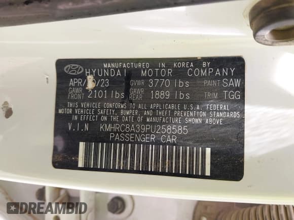 ✅ 2023 Hyundai Venue SEL • VIN: KMHRC8A39PU258585 • Lot: 41987265. Listed on IAAI with 65,393 mi. Free auction sales archive from the USA and detailed vehicle history report at DreamBid. Image 9.