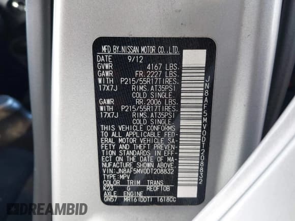 ✅ 2013 Nissan Juke SL • VIN: JN8AF5MV0DT208832 • Lot: 43791526. Listed on IAAI with Not provided. Free auction sales archive from the USA and detailed vehicle history report at DreamBid. Image 9.